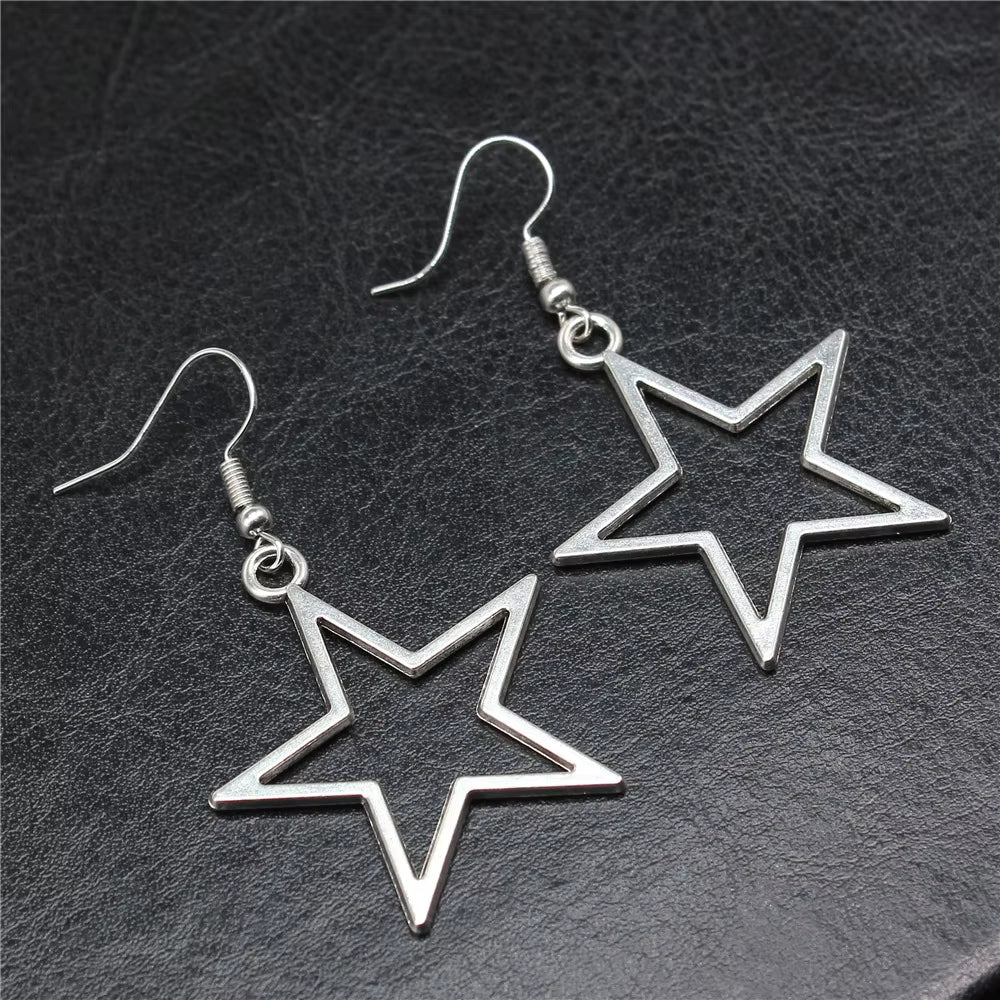 Vintage Star Drop Dangle Earrings for Women Fashion Jewelry Ladies Accessories Party Gift New